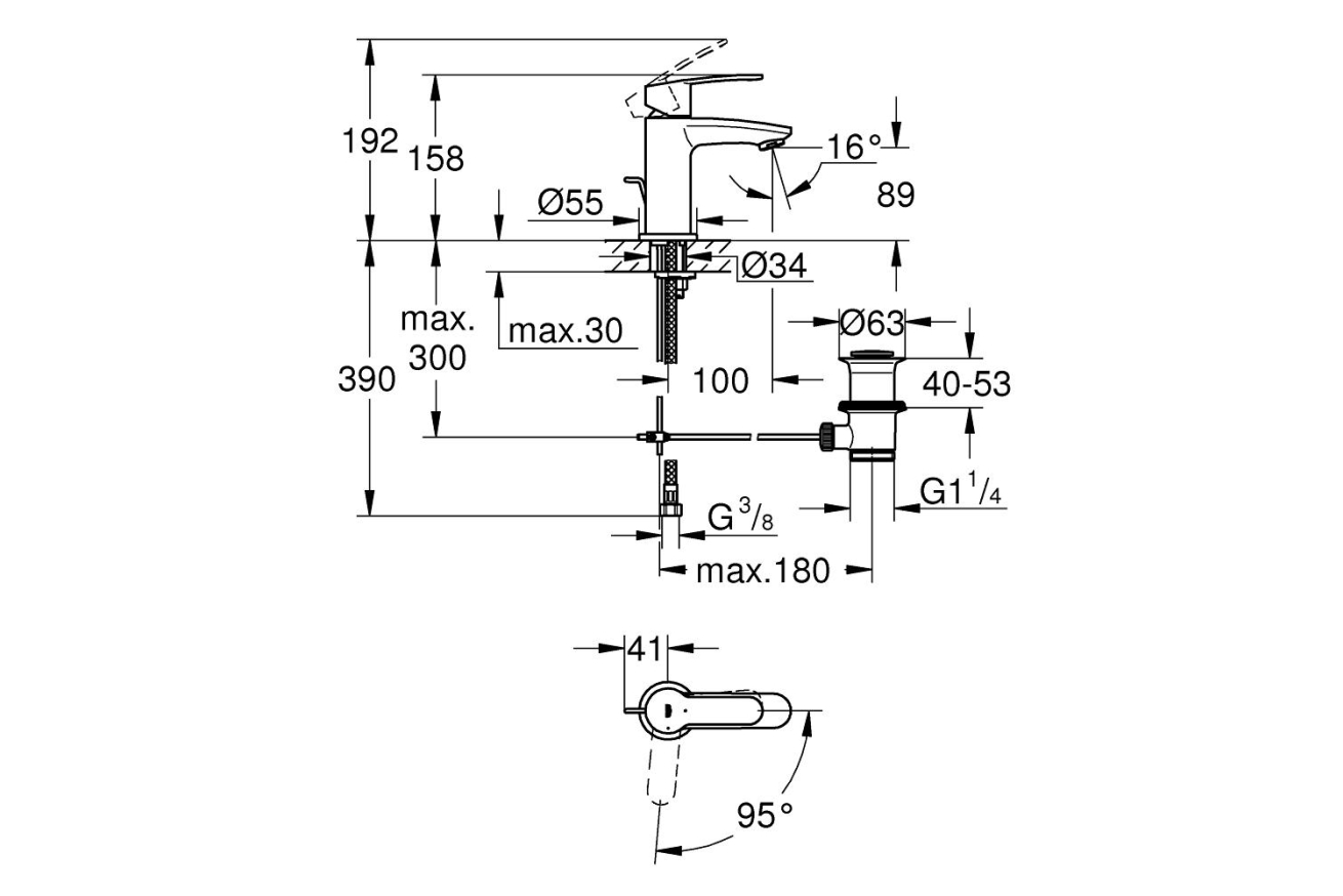 Смеситель для раковины GROHE Eurostyle Cosmopolitan, S-size, хром (2338720E)