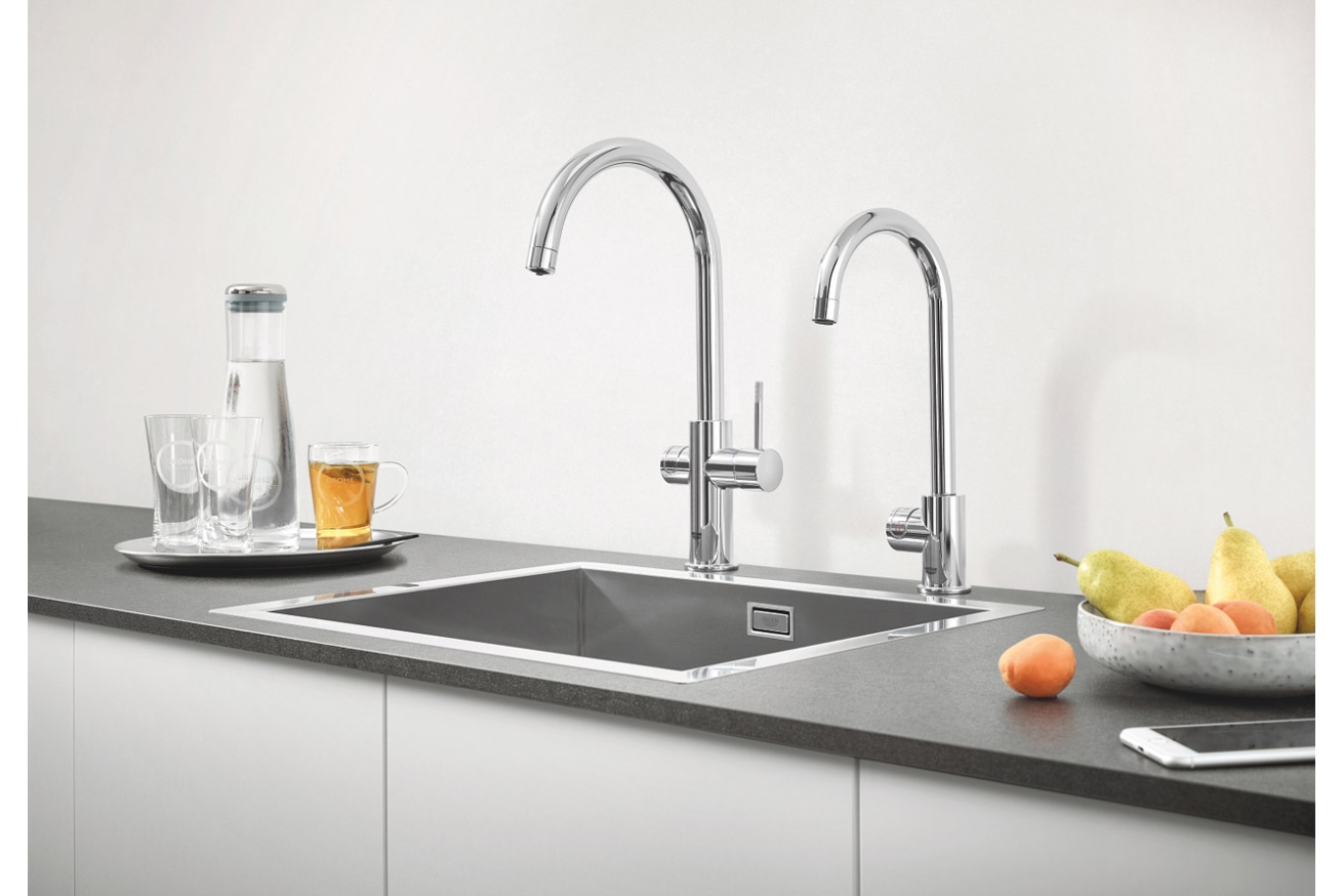 Комплект для кухни GROHE Red Mono с C-образным вентилем, бойлером M-Size и фильтром, хром (30085001)