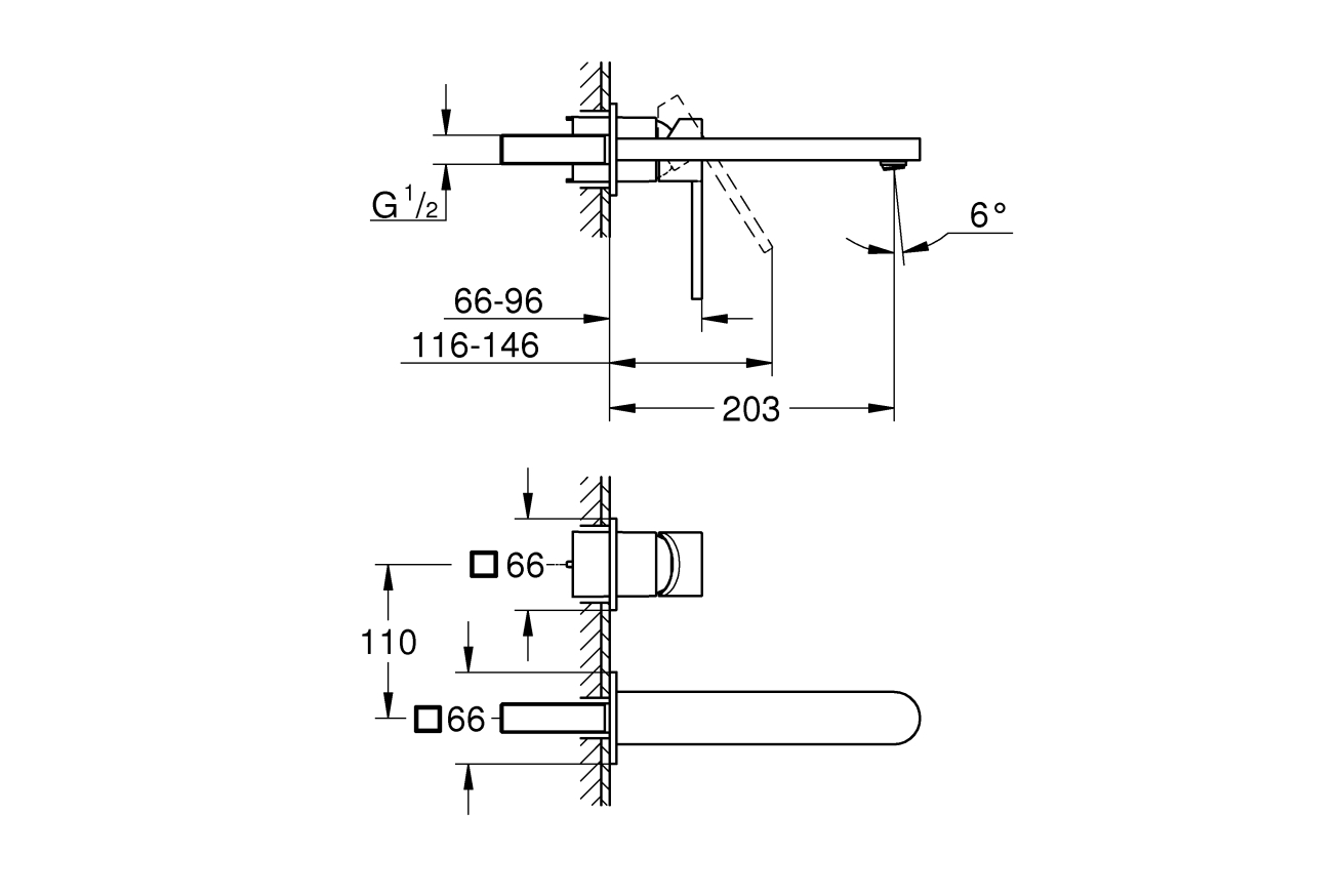 Внешняя часть смесителя для раковины GROHE Plus, L-Size, хром (29306003)