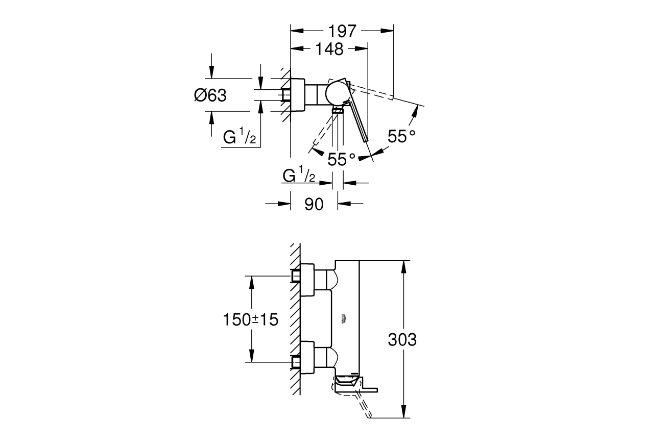 Смеситель для душа GROHE Plus, хром (33577003)