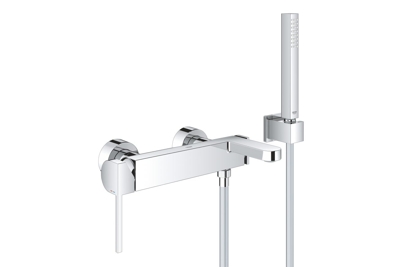 Смеситель для ванны GROHE Plus с душевым гарнитуром, хром (33547003)