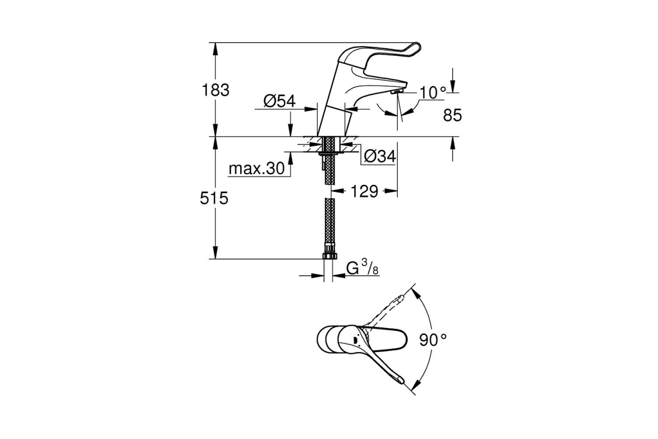 Смеситель для раковины GROHE Euroeco Special, хром (32790000)