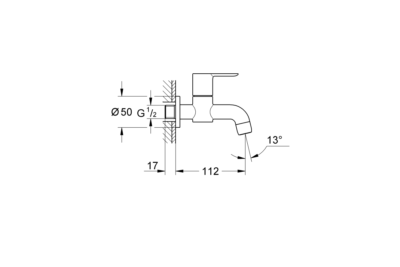 Кран для раковины GROHE BauEdge, без функции смешивания, хром (20238000)