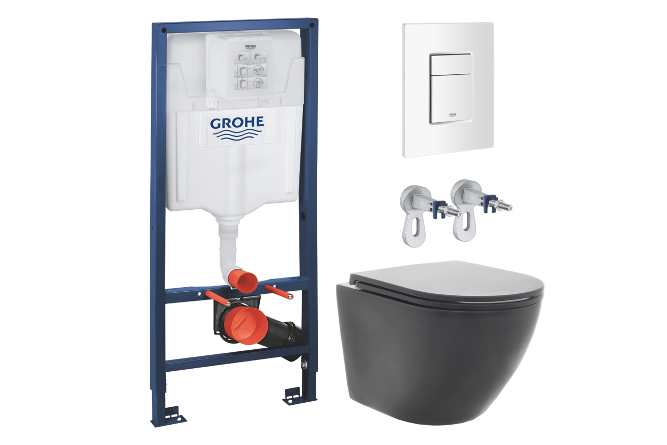 Комплект инсталляции GROHE Rapid SL 38772SH0 с унитазом AQUAme AQM2002MB и сиденьем с микролифтом (NW0284)