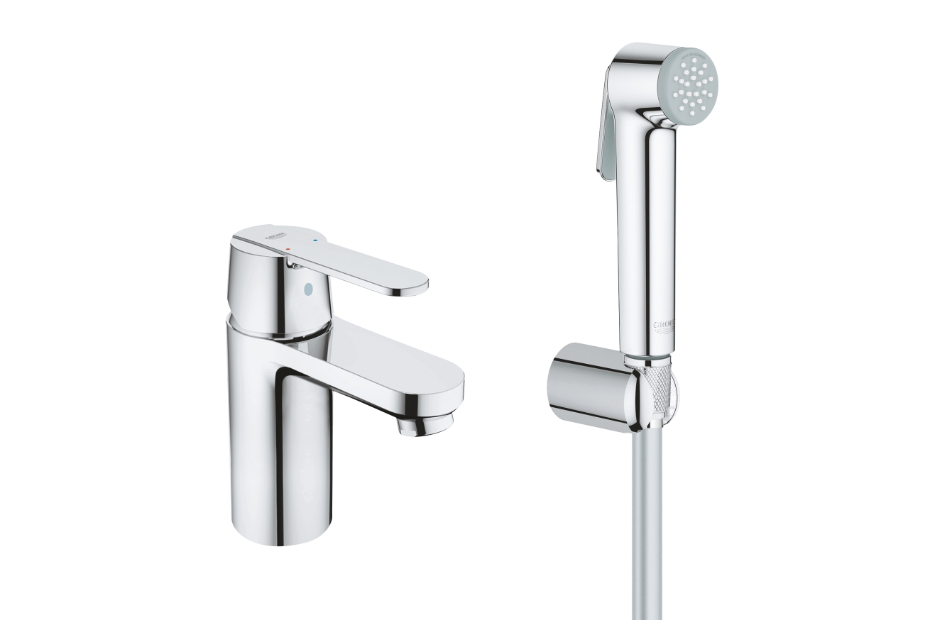 Смеситель для раковины GROHE Get с цепочкой и гигиеническим душем, хром (23238000)
