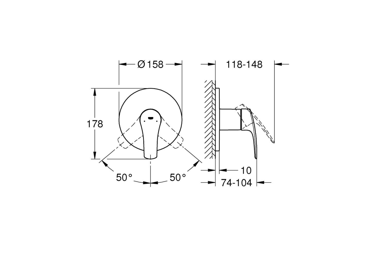 Внешняя часть смесителя для душа GROHE Eurosmart, хром (24042003)
