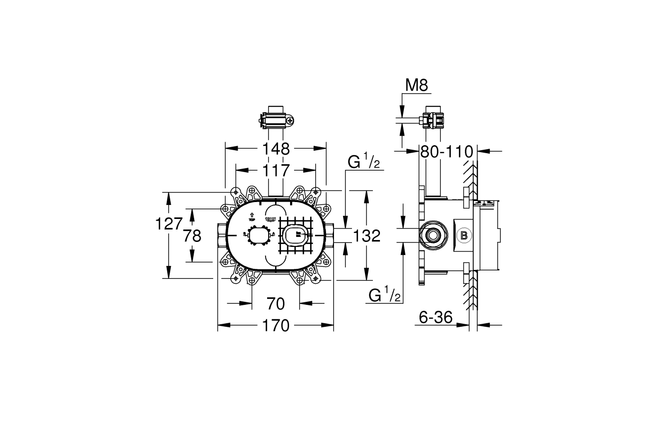 Встраиваемая часть верхнего душа GROHE Rainshower SmartControl (26264001)