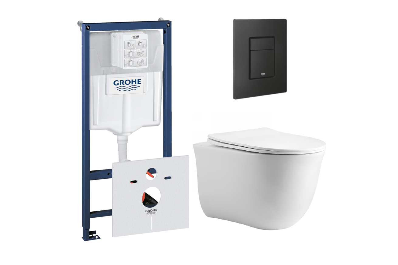 Комплект инсталляции GROHE 38811KF0 с унитазом Aquatek КЛАССИК и сиденьем с микролифтом (NW0151)