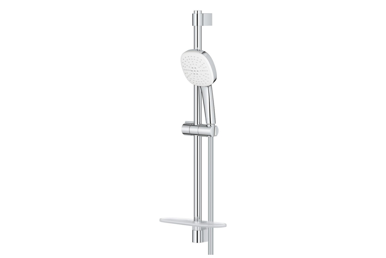 Душевой гарнитур GROHE Tempesta Cube 110 с мыльницей, 2 режима струи, душевая штанга 600 мм, 7,4 л/мин, хром (26907003)
