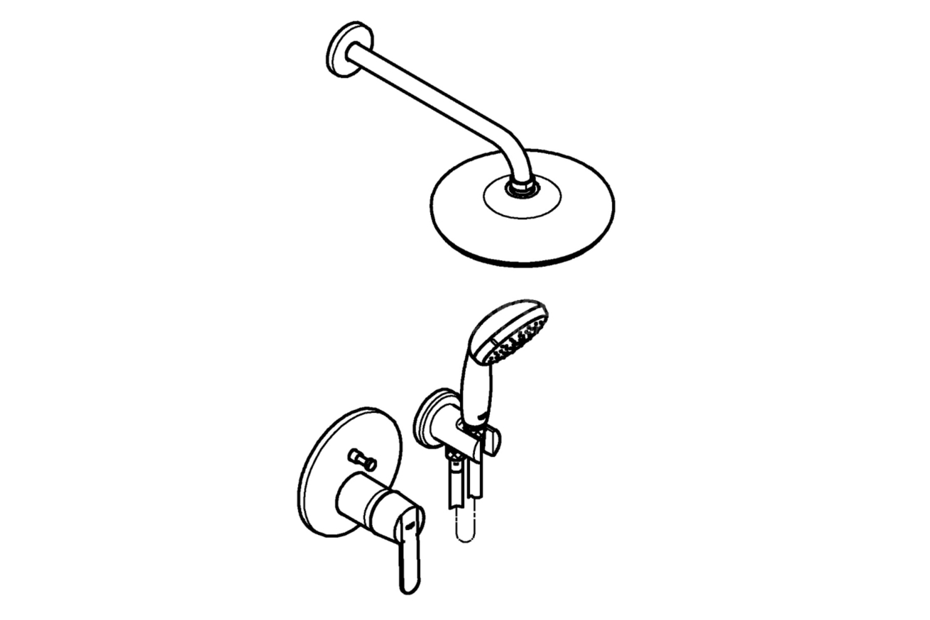 Душевая система GROHE Get со смесителем для ванны, хром (25220001)