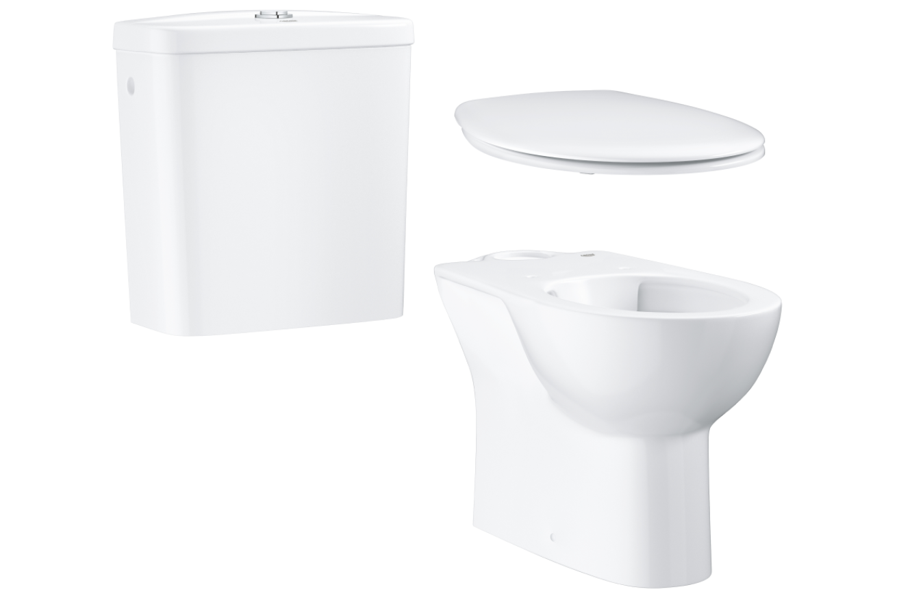 Унитаз напольный GROHE Bau Ceramic с бачком и сиденьем c микролифтом (NW0079)