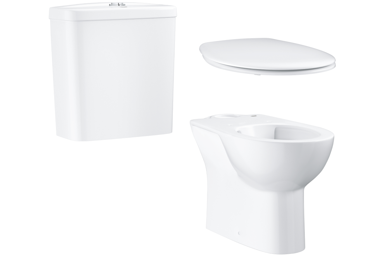 Унитаз напольный GROHE Bau Ceramic с бачком и сиденьем c микролифтом (NW0080)