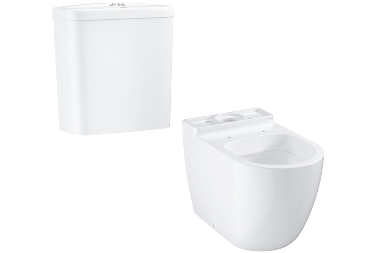 Унитаз напольный приставной безободковый GROHE Bau Ceramic с бачком (NW0081)