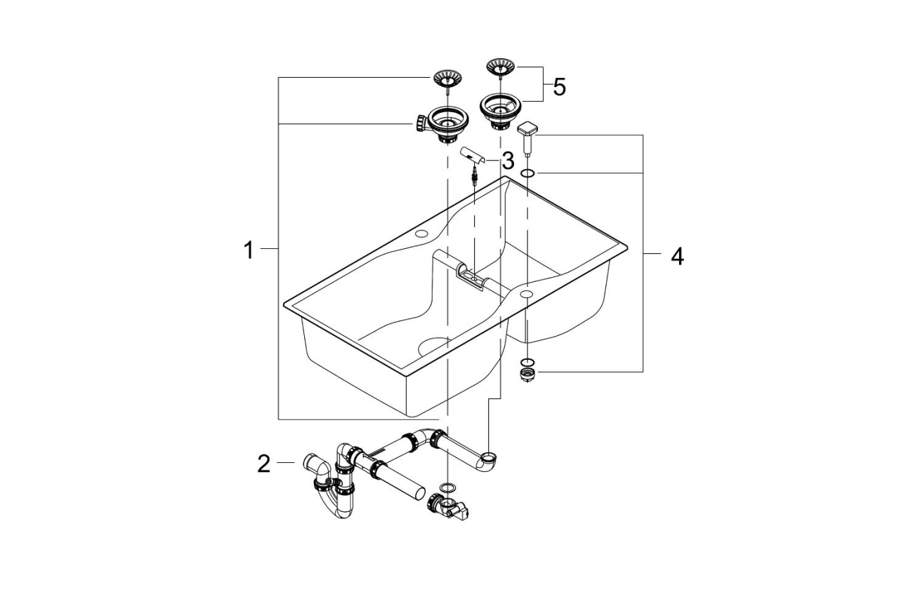 Мойка GROHE K700 с двумя чашами, 900 x 500 мм, черный гранит (31658AP0)
