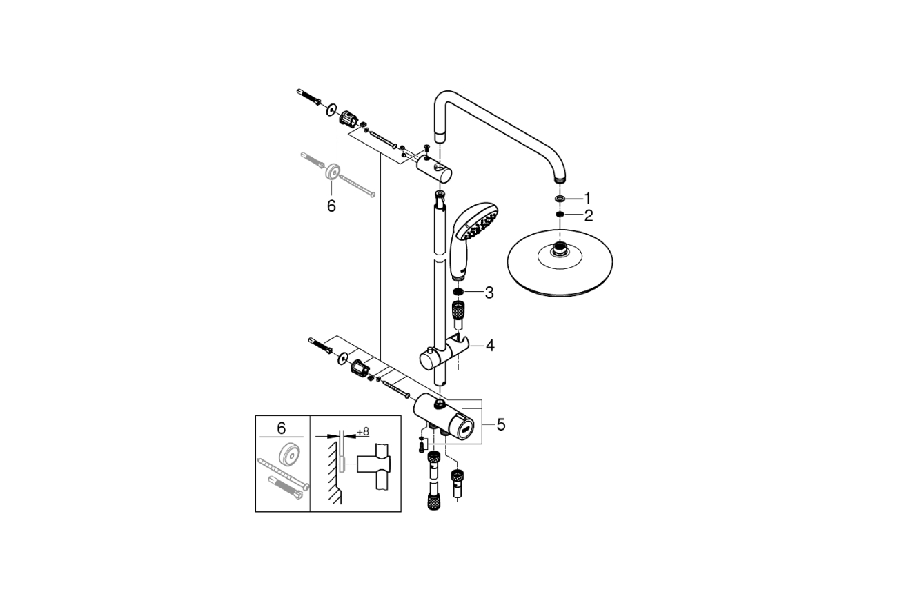 Душевая система GROHE Tempesta System 210 с переключателем потоков, хром (26381001)