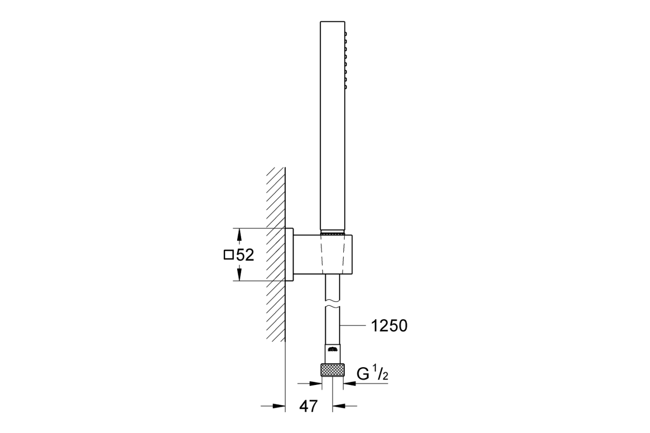 Душевой набор GROHE Euphoria Cube, 1 режим, 1250 мм, 9,5 л/мин, хром (27703000)