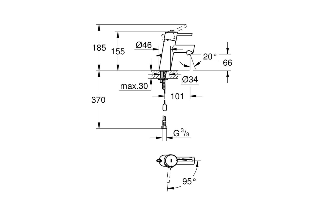 Смеситель для раковины GROHE Concetto, хром (2338110E)