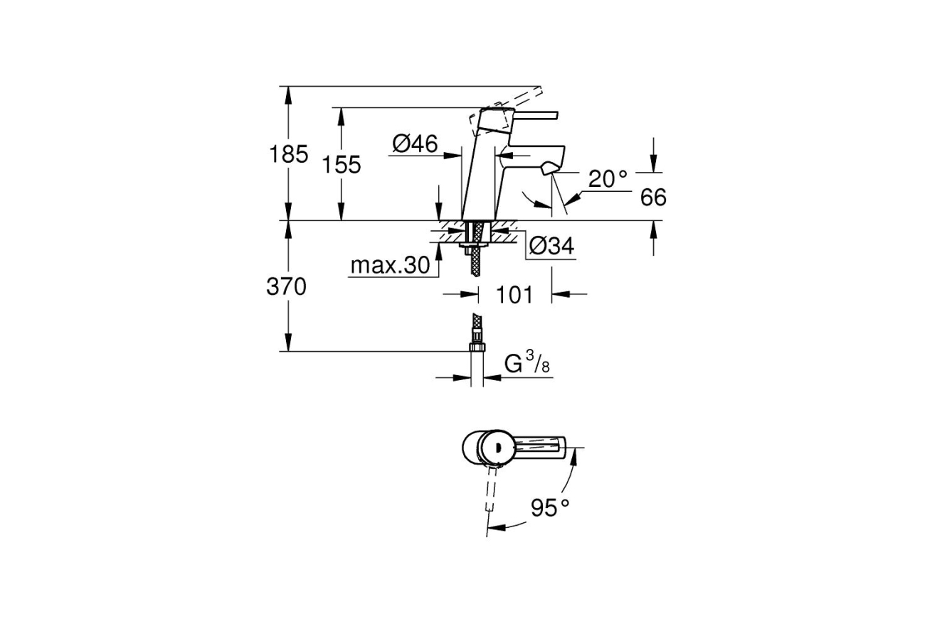 Смеситель для раковины GROHE Concetto, хром (2338510E)