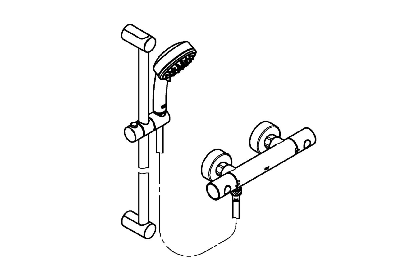Термостат для душа GROHE Grohtherm 800 Cosmopolitan с душевым гарнитуром, хром (34769000)