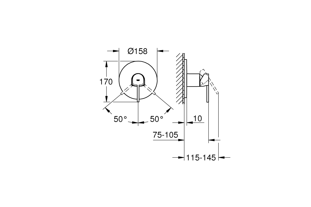 Внешняя часть смесителя для душа GROHE Plus, хром (24059003)