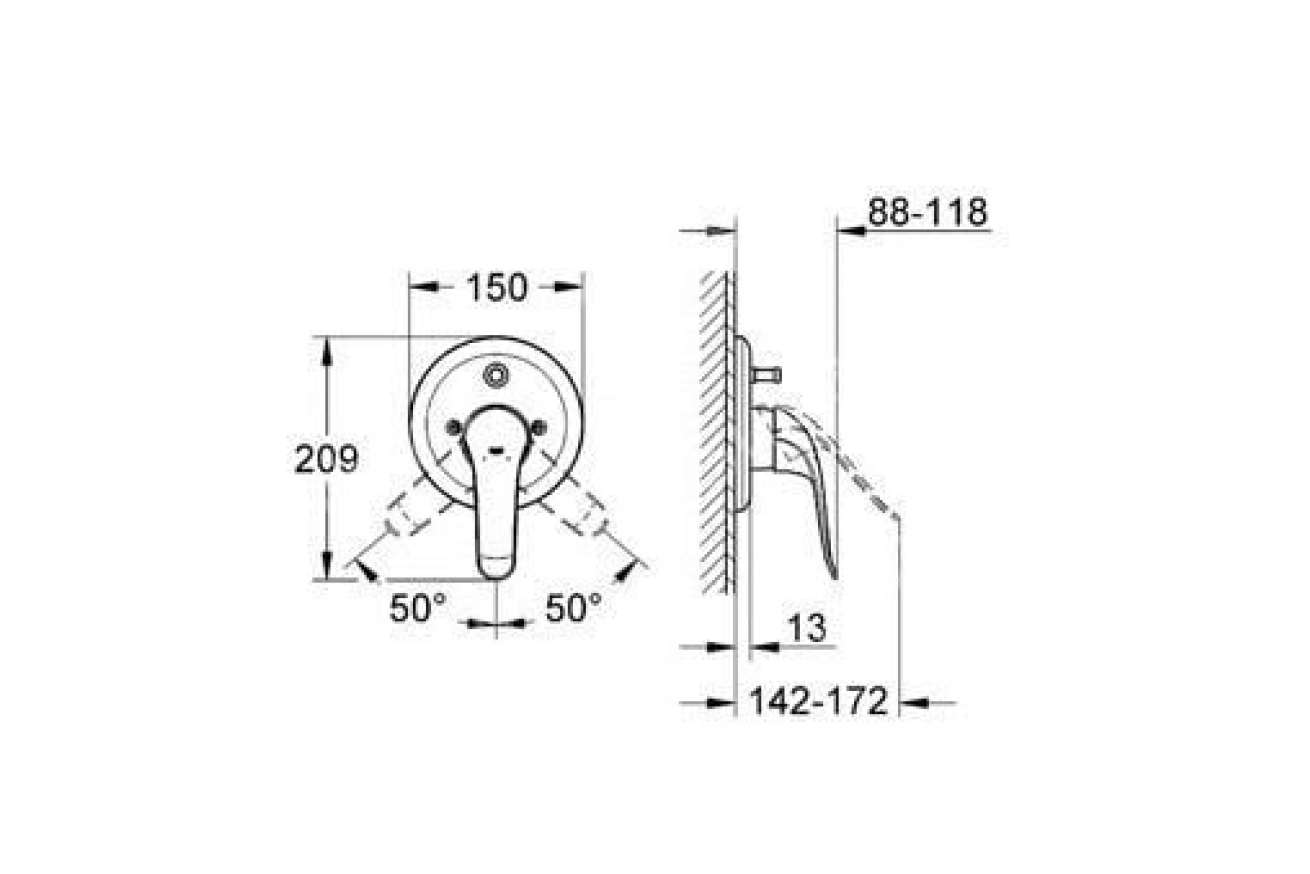 Внешняя часть смесителя для ванны GROHE Euroeco Special, хром (32785000)