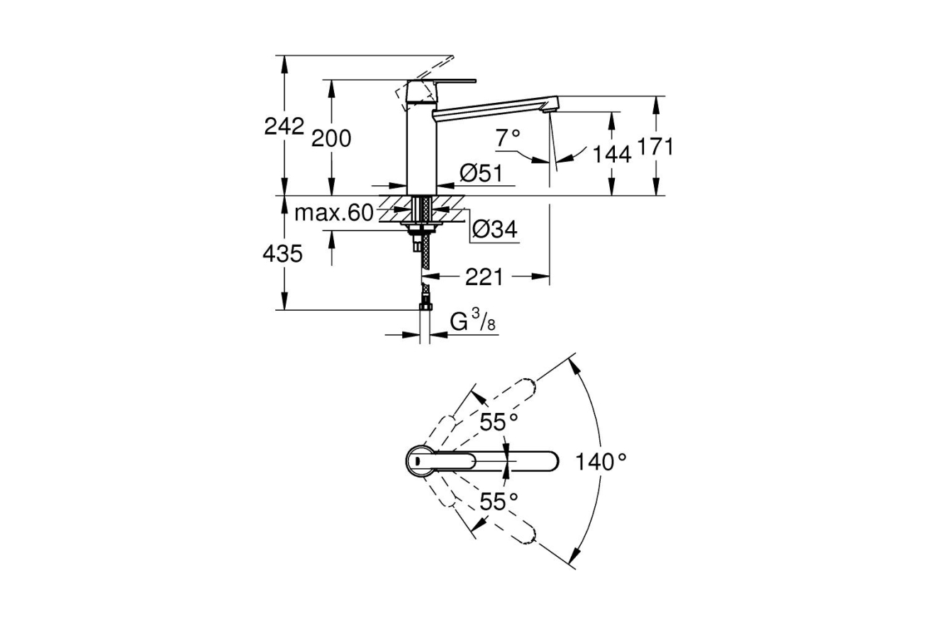 Смеситель для кухни GROHE Get, суперсталь (30196DC0)