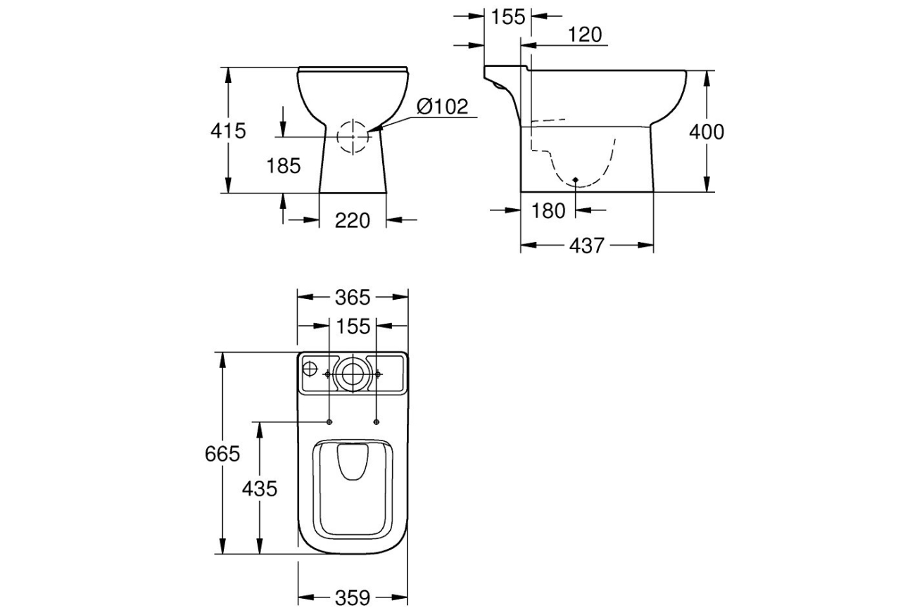 Унитаз напольный безободковый GROHE Bau Edge, альпин-белый (39811000)