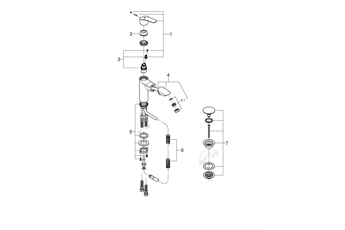 Смеситель для раковины GROHE Eurosmart, M-size, хром (23976003)