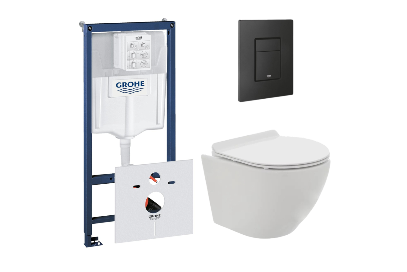Комплект инсталляции GROHE 38811KF0 с унитазом AQUAme AQM2002 и сиденьем с микролифтом (NW0172)