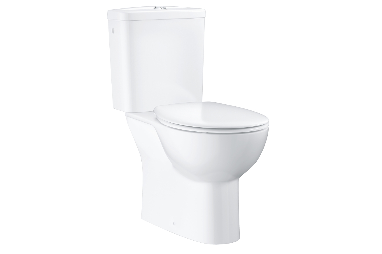 Унитаз напольный с бачком и сиденьем с микролифтом GROHE Bau Ceramic, альпин-белый (39346000)
