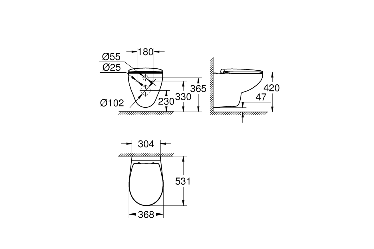 Унитаз подвесной с сиденьем с микролифтом GROHE Bau Ceramic, альпин-белый (39351000)