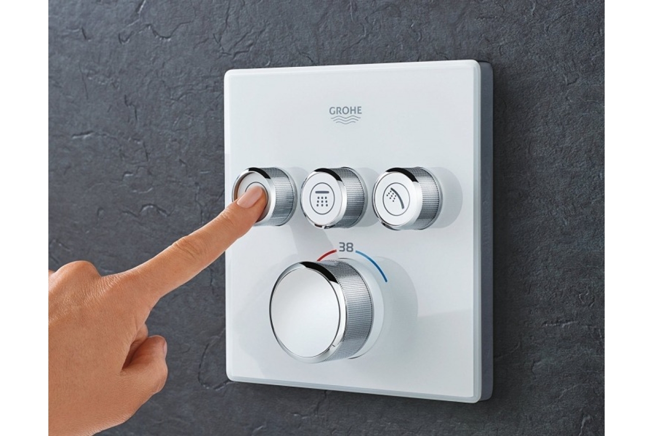 Внешняя часть термостата для ванны и душа GROHE Grohtherm SmartControl на 3 потребителя, белая луна (29157LS0)