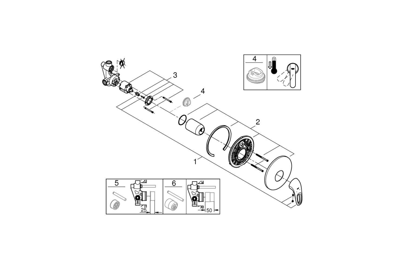 Смеситель для душа GROHE Eurostyle в комплекте с монтажной частью, хром (33635003)