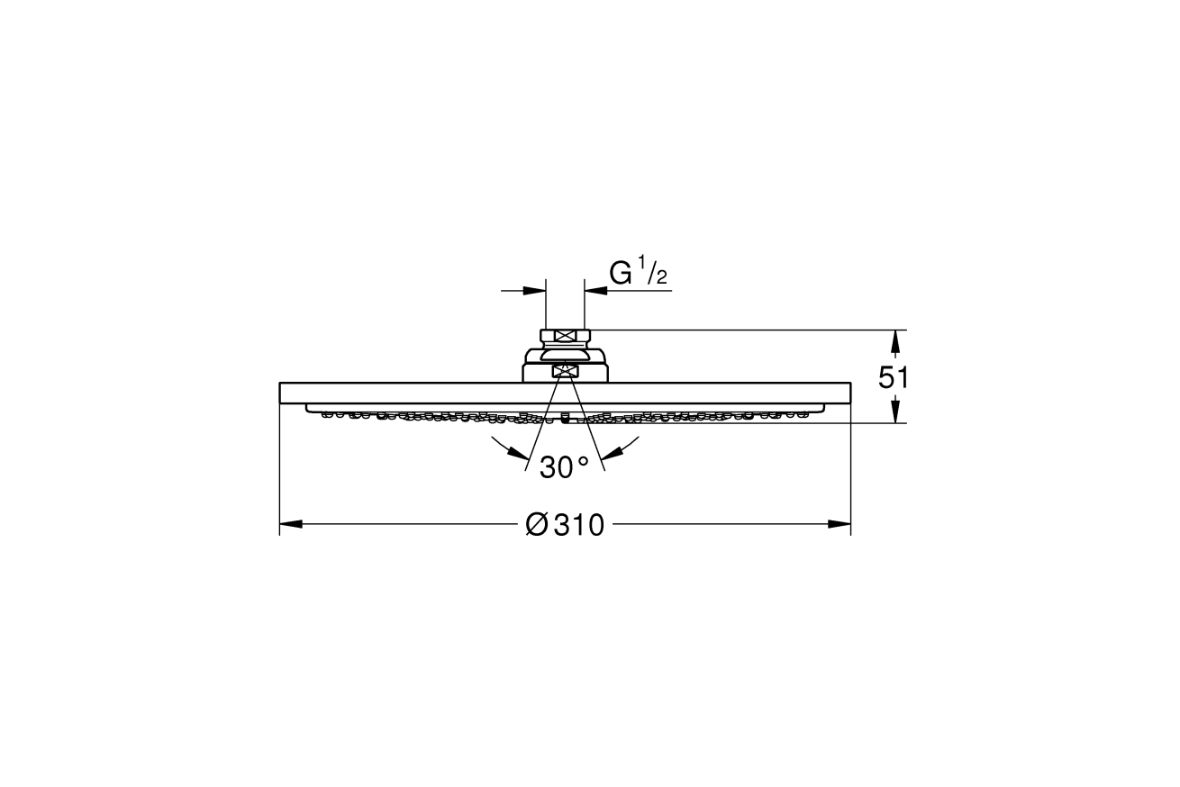 Верхний душ GROHE Rainshower Cosmopolitan 310, 9,5 л/мин, 1 режим, хром (27478000)