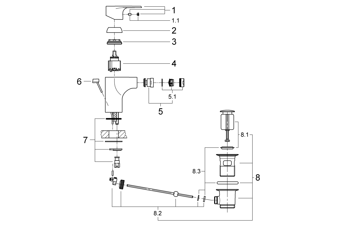 Смеситель для биде GROHE Vigour by с донным клапаном, S-size, хром (75147826)
