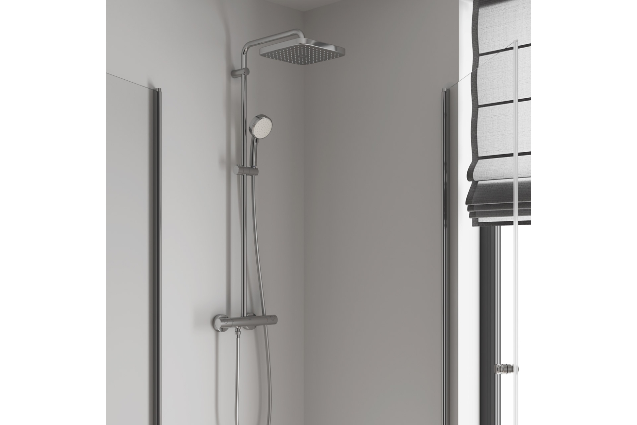 Душевая система GROHE Tempesta Cosmopolitan System 250 Cube с термостатом для душа, хром (26689000)