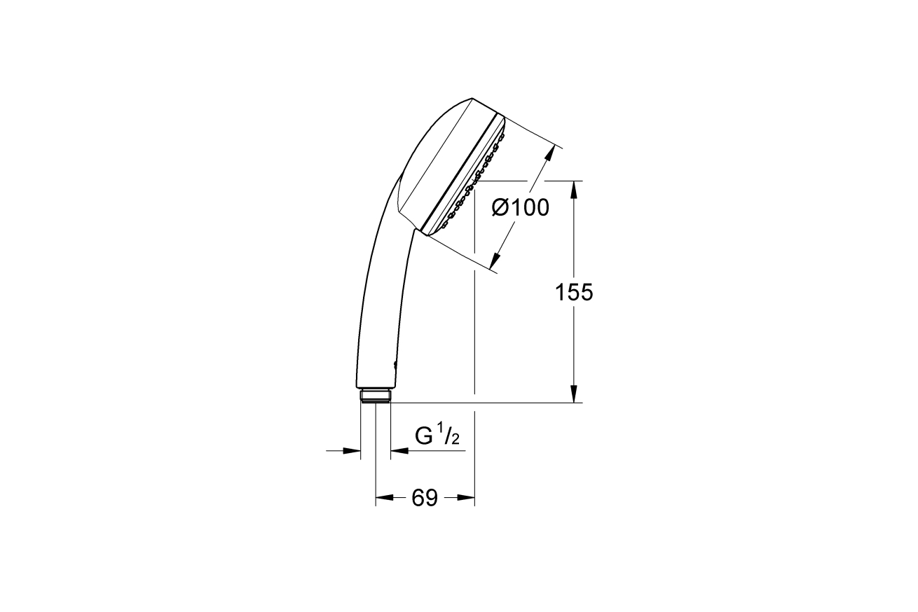 Ручной душ GROHE Tempesta Cosmopolitan 100, 1 режим, хром (26082002)