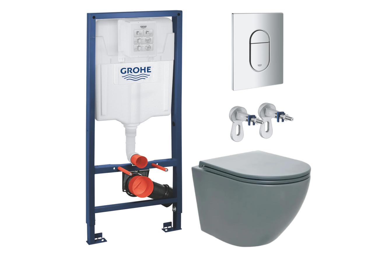 Комплект инсталляции GROHE Rapid SL NW0145/S с унитазом AQUAme AQM2002MGR и сиденьем с микролифтом (NW0273)