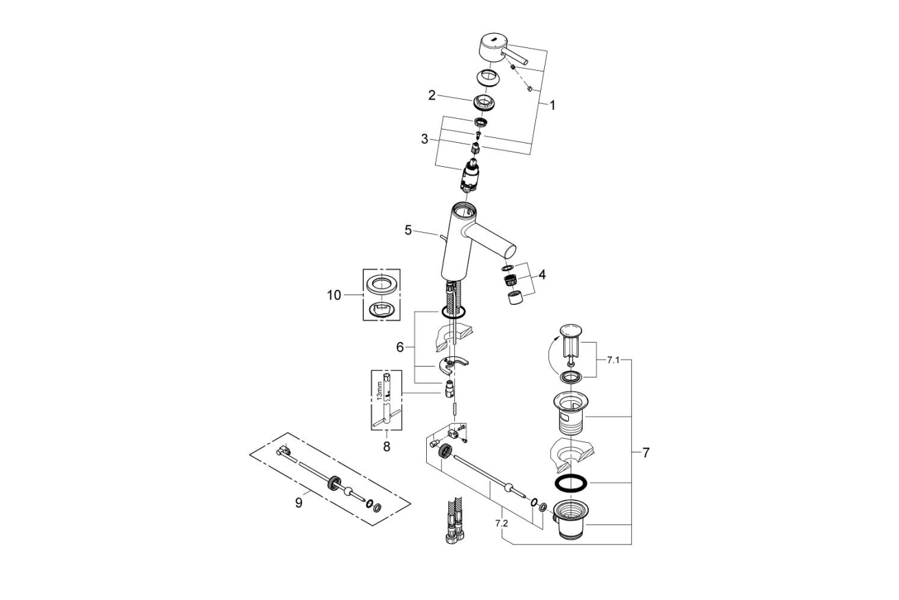 Смеситель для раковины GROHE Concetto, M-size, хром (23450001)