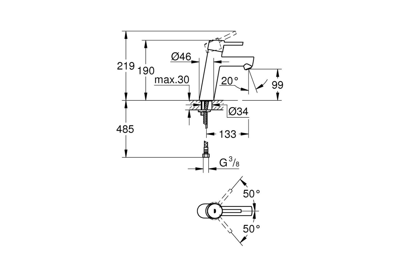 Смеситель для раковины GROHE Concetto, M-size, хром (23451001)