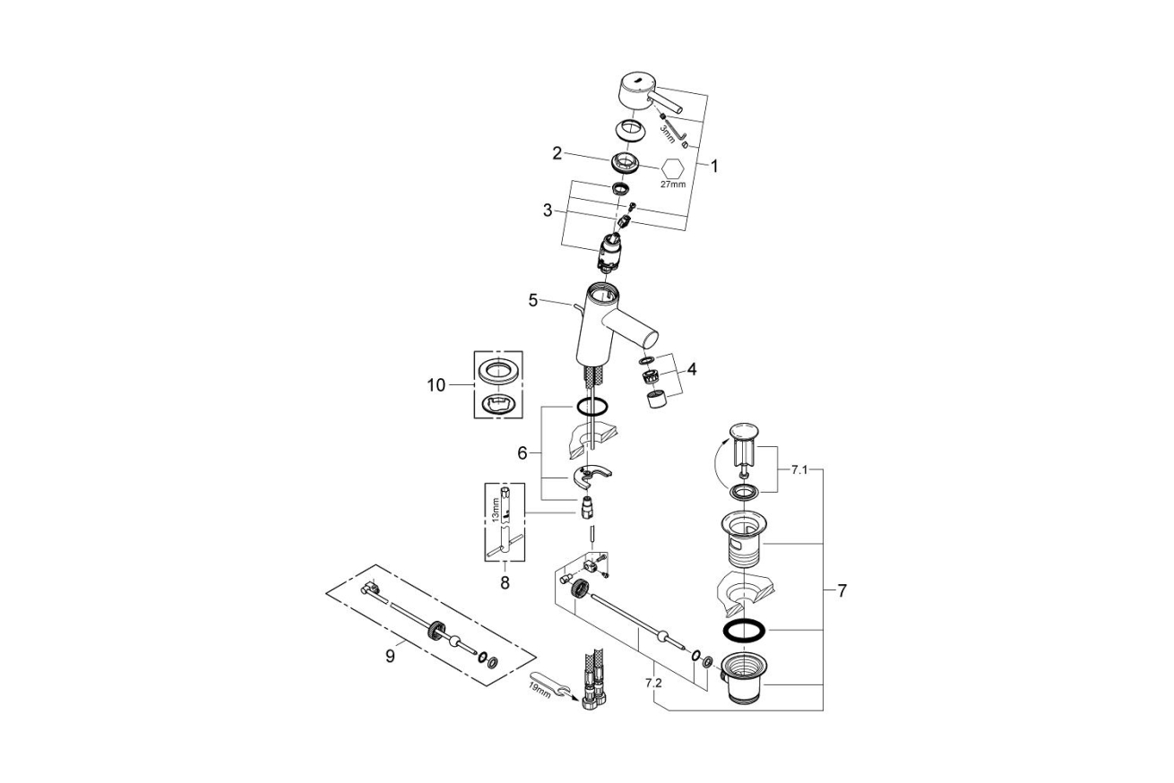 Смеситель для раковины GROHE Concetto, хром (32204001)