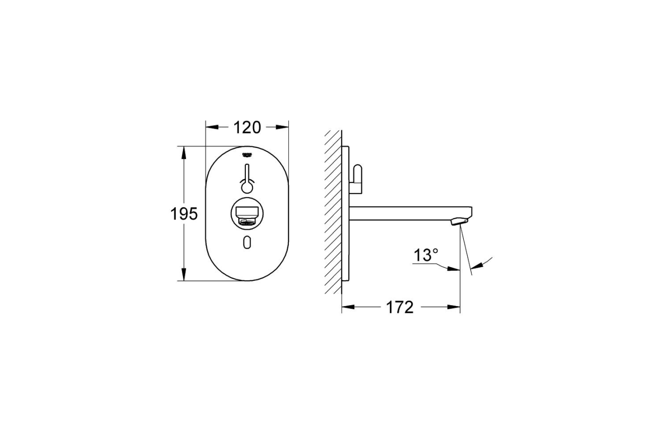 Внешняя часть смесителя для раковины GROHE Eurosmart Cosmopolitan E инфракрасный, хром (36315000)