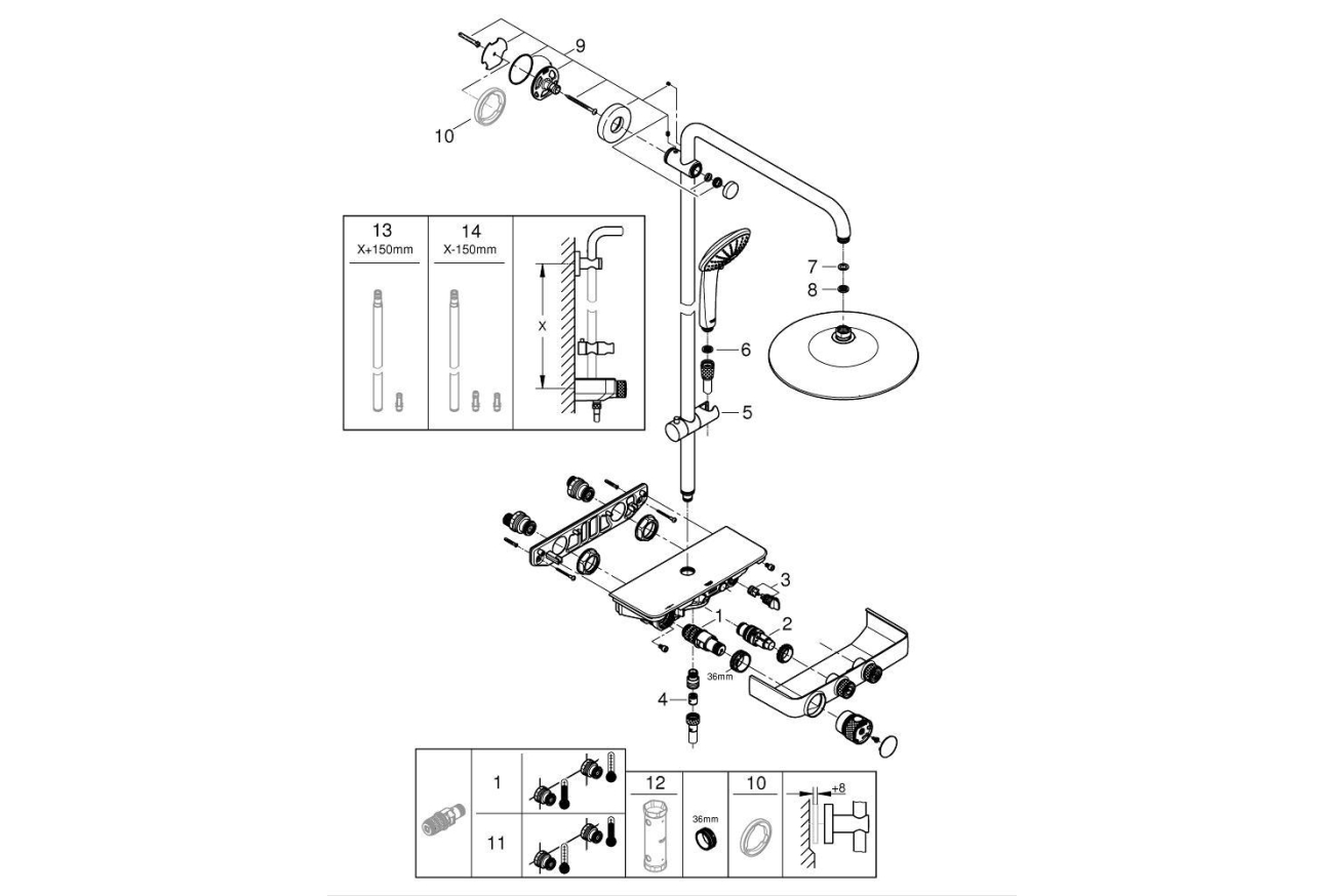 Душевая система GROHE Euphoria SmartControl System 260 Mono с термостатом для душа, хром (26509000)