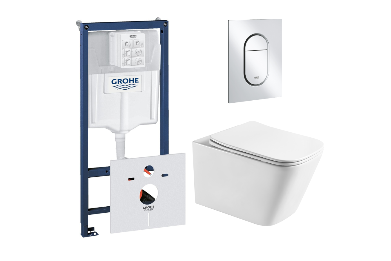 Комплект инсталляции GROHE Rapid SL NW0145/S с унитазом Aquatek ЛИБРА AQ1505T-00 и сиденьем с микролифтом (NW0342)