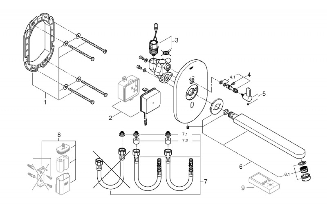 Внешняя часть смесителя для раковины GROHE Eurosmart Cosmopolitan E инфракрасный, хром (36376000)