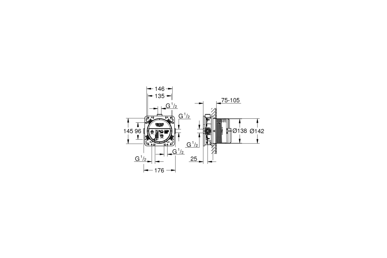 Душевая система GROHE Tempesta 250 Cube со смесителем для ванны, хром (NB0069)