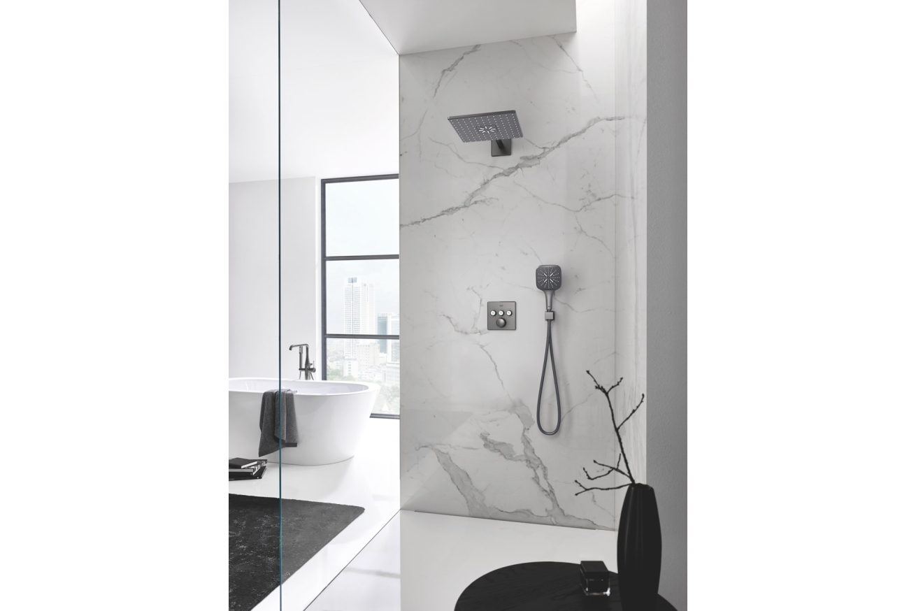 Внешняя часть термостата для ванны и душа GROHE Grohtherm SmartControl на 3 потребителя, темный графит матовый (29126AL0)