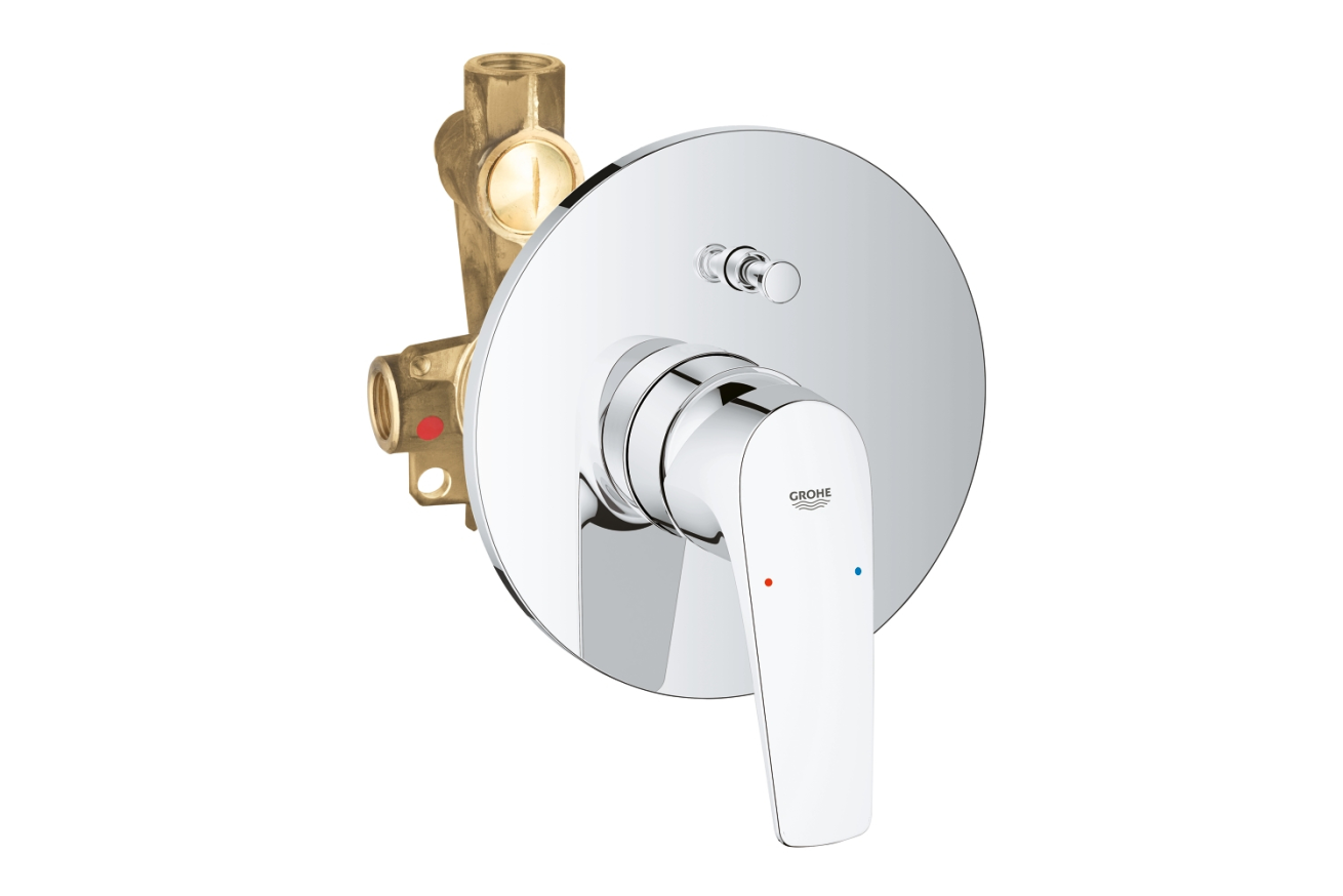 Смеситель для ванны GROHE BauFlow в комплекте с монтажной , хром (29113000)