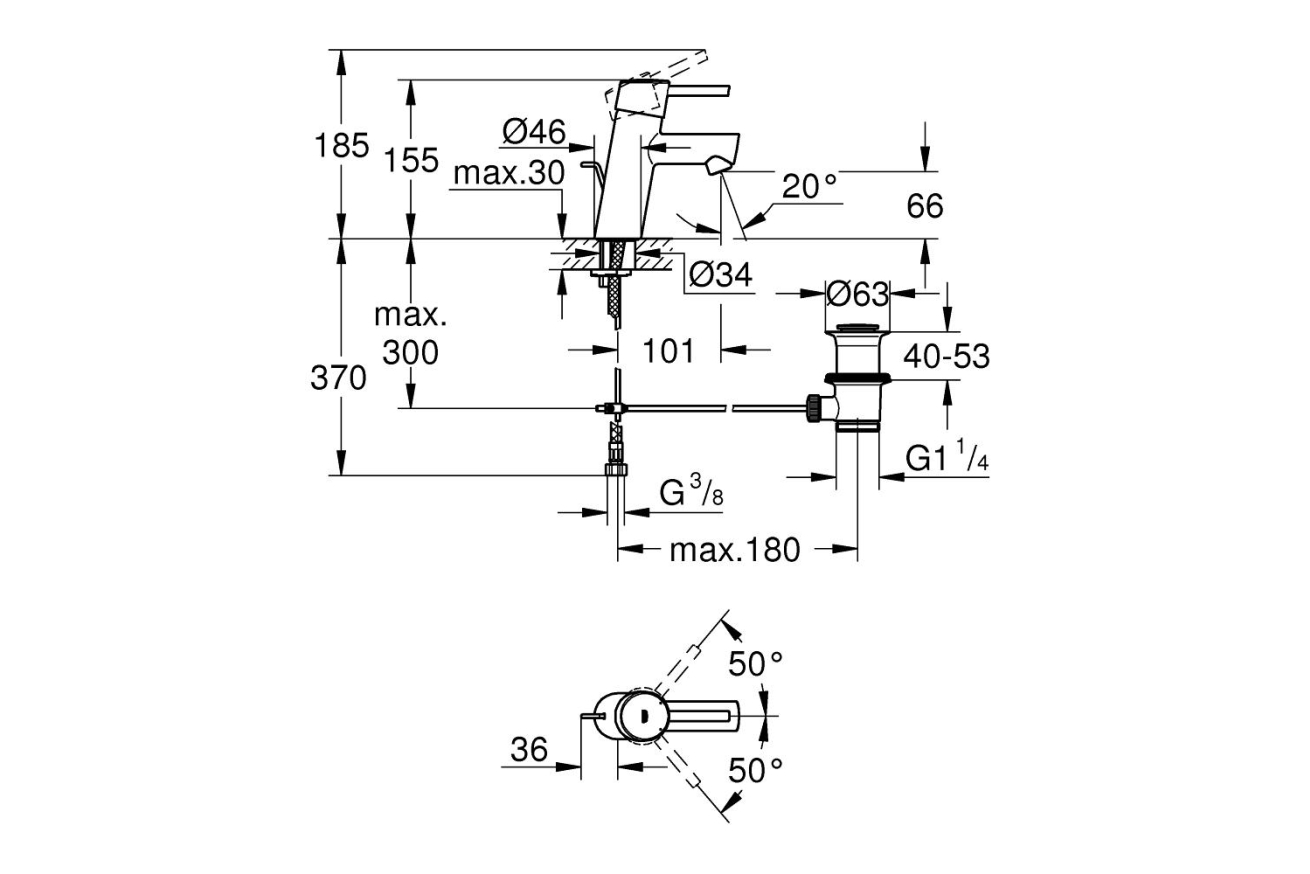 Смеситель для раковины GROHE Concetto, хром (3220410E)