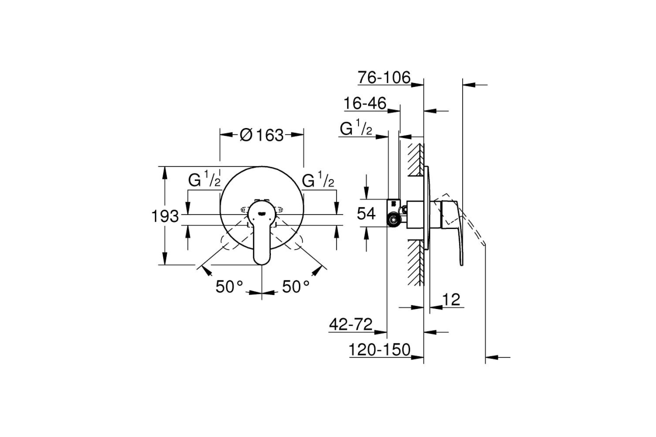 Смеситель для душа GROHE Eurostyle Cosmopolitan с монтажной частью, хром (33635002)